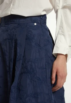 New River Woods Plooirok hoge taille blauw -