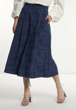 New River Woods Plooirok hoge taille blauw -