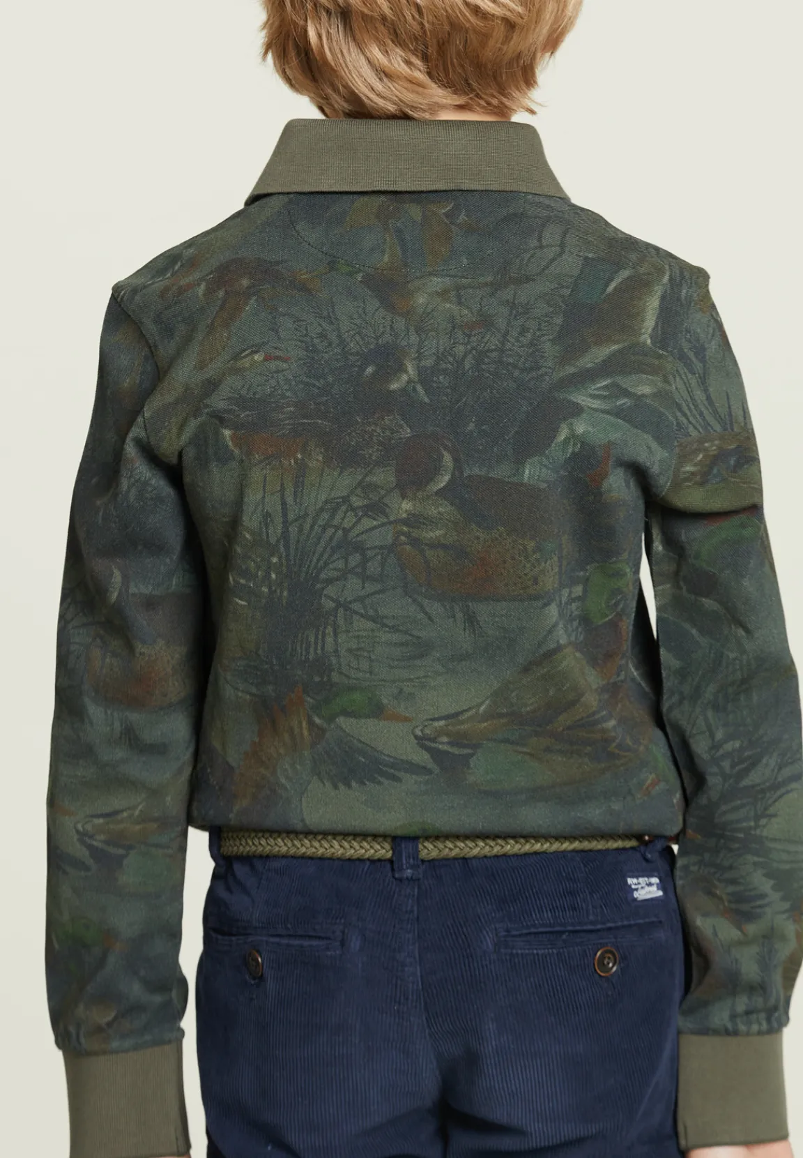 Discount River Woods Polo in bloemenprint lange mouwen kaki -