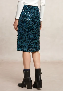 Outlet River Woods Rechte pailletten midirok groen -