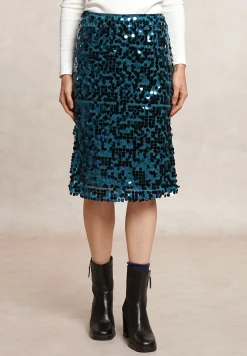 Outlet River Woods Rechte pailletten midirok groen -