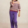 Sale River Woods Rechte stretch broek paars -
