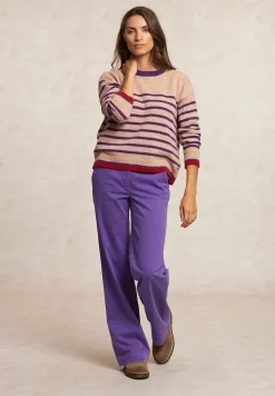 Sale River Woods Rechte stretch broek paars -