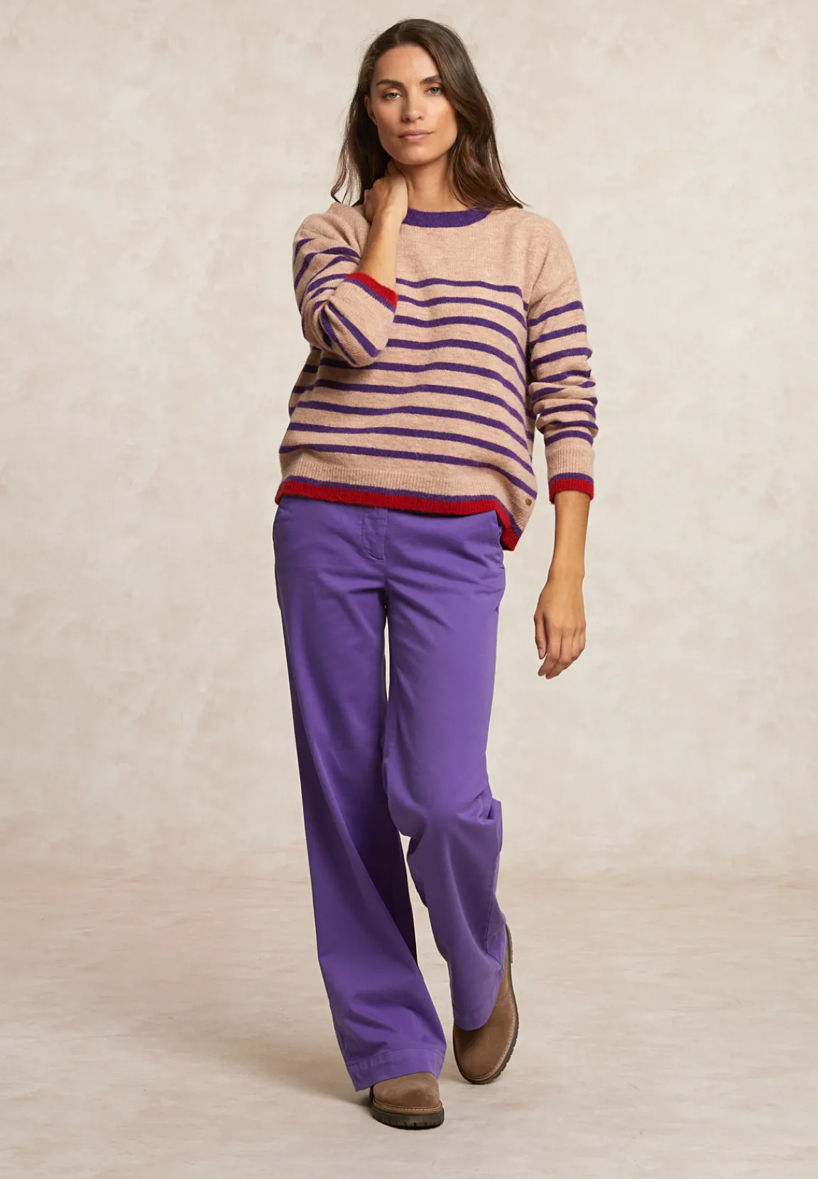 Sale River Woods Rechte stretch broek paars -