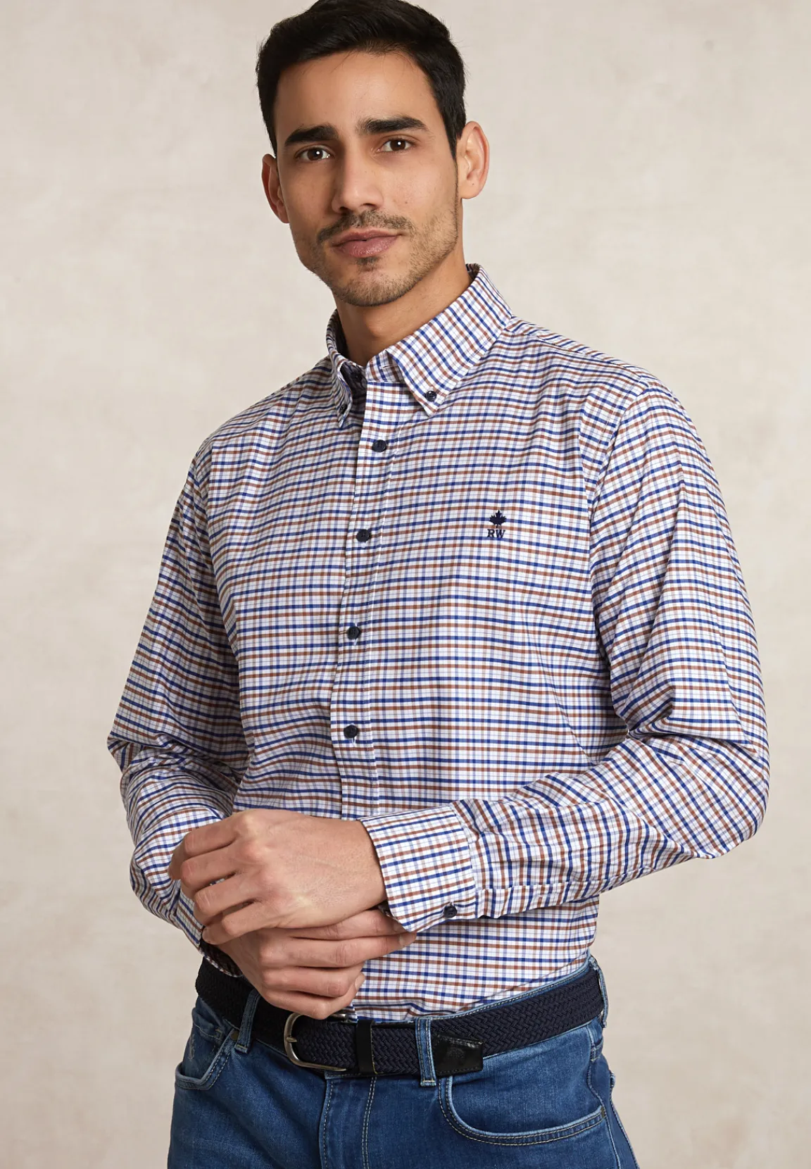 Clearance River Woods Regular fit comfort stretch hemd multi -