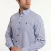 Clearance River Woods Regular fit comfort stretch hemd blauw/bruin -