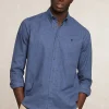 Clearance River Woods Regular fit effen flanellen hemd blauw -