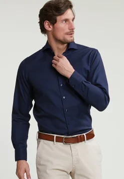 Discount River Woods Regular fit effen katoenen hemd blauw -