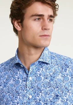 Discount River Woods Regular fit gebloemd hemd blauw -