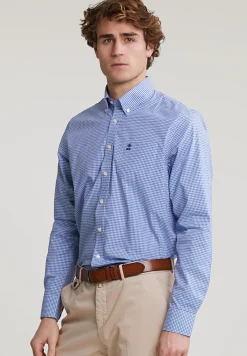 Best River Woods Regular fit geruit hemd blauw/wit -