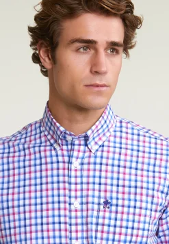 Outlet River Woods Regular fit geruit hemd borstzak lange mouwen multi -