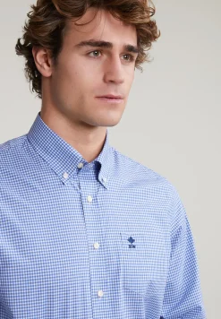 Best River Woods Regular fit geruit hemd blauw/wit -
