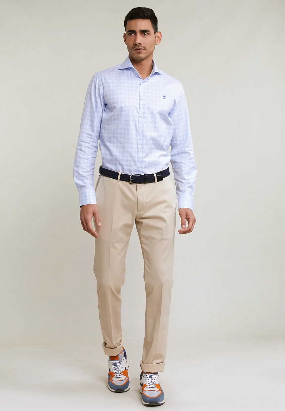 Online River Woods Regular fit geruit hemd blauw/wit -