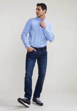 Fashion River Woods Regular fit geruit hemd met zak blauw/wit -
