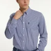 Best River Woods Regular fit geruit performance stretch hemd blauw/wit -