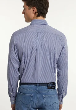 Best River Woods Regular fit geruit performance stretch hemd blauw/wit -