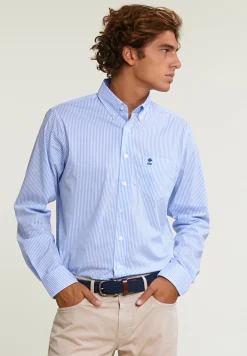 New River Woods Regular fit gestreept hemd borstzak blauw/wit -