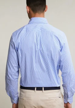Outlet River Woods Regular fit gestreept hemd performance stretch blauw/wit -