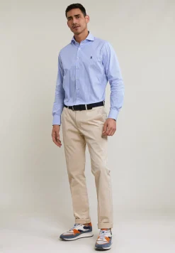 Outlet River Woods Regular fit gestreept hemd performance stretch blauw/wit -