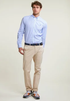 Best River Woods Regular fit gestreept hemd blauw/wit -