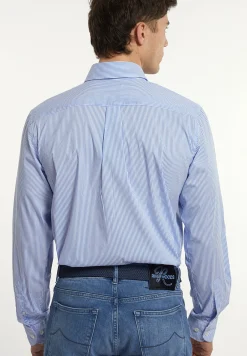 Online River Woods Regular fit gestreept performance stretch hemd blauw/wit -