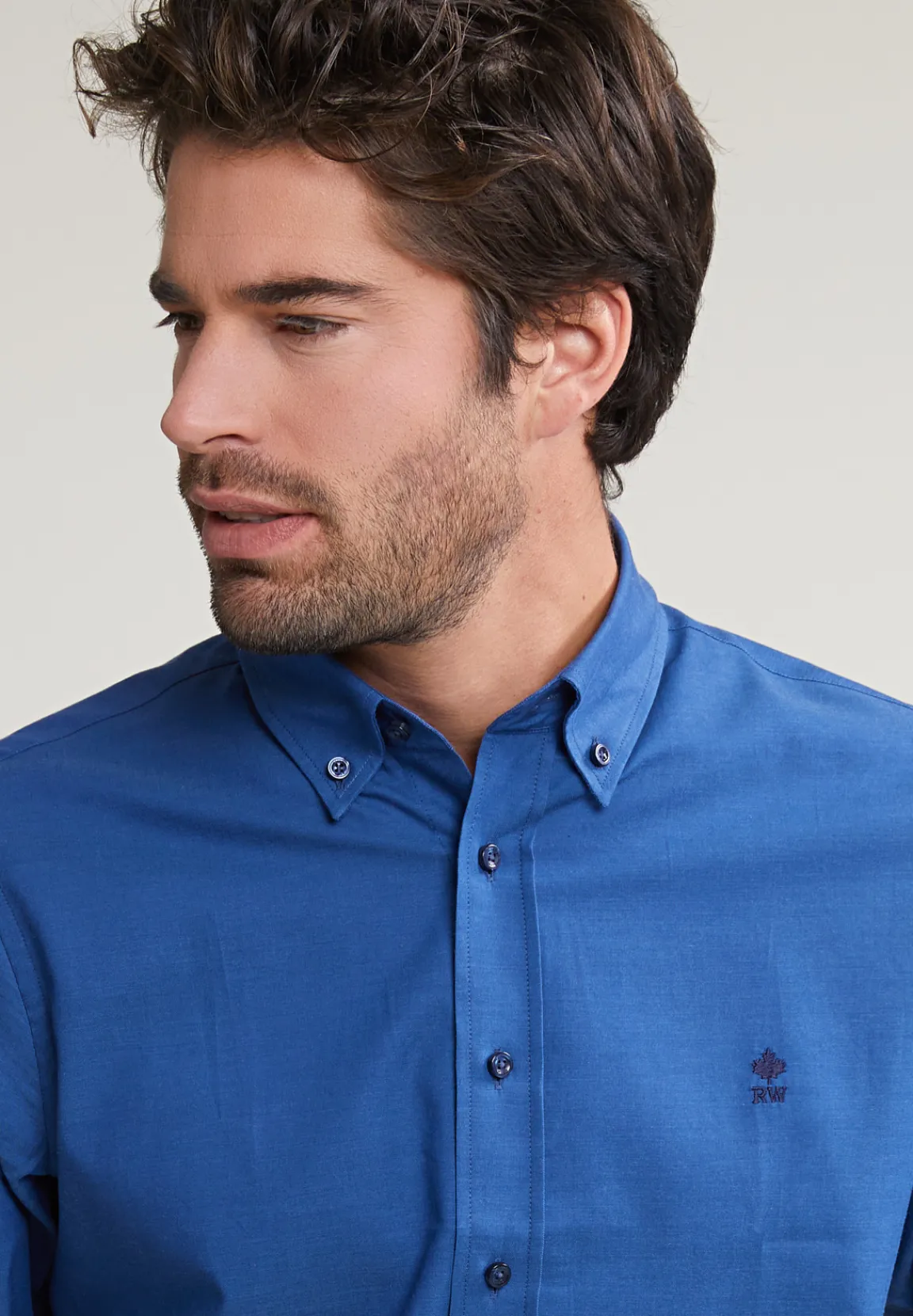 Best River Woods Regular fit katoenen effen hemd blauw -