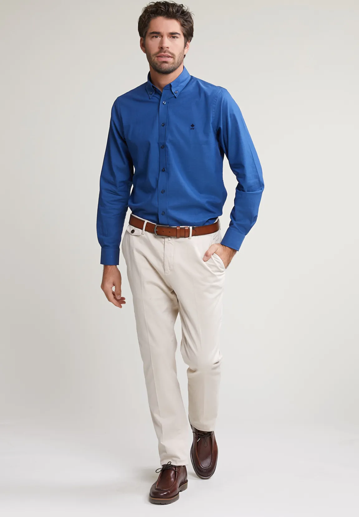 Best River Woods Regular fit katoenen effen hemd blauw -