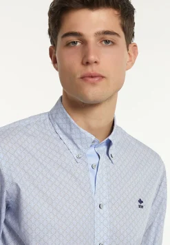 Discount River Woods Regular fit katoenen fantasiehemd blauw/bruin -