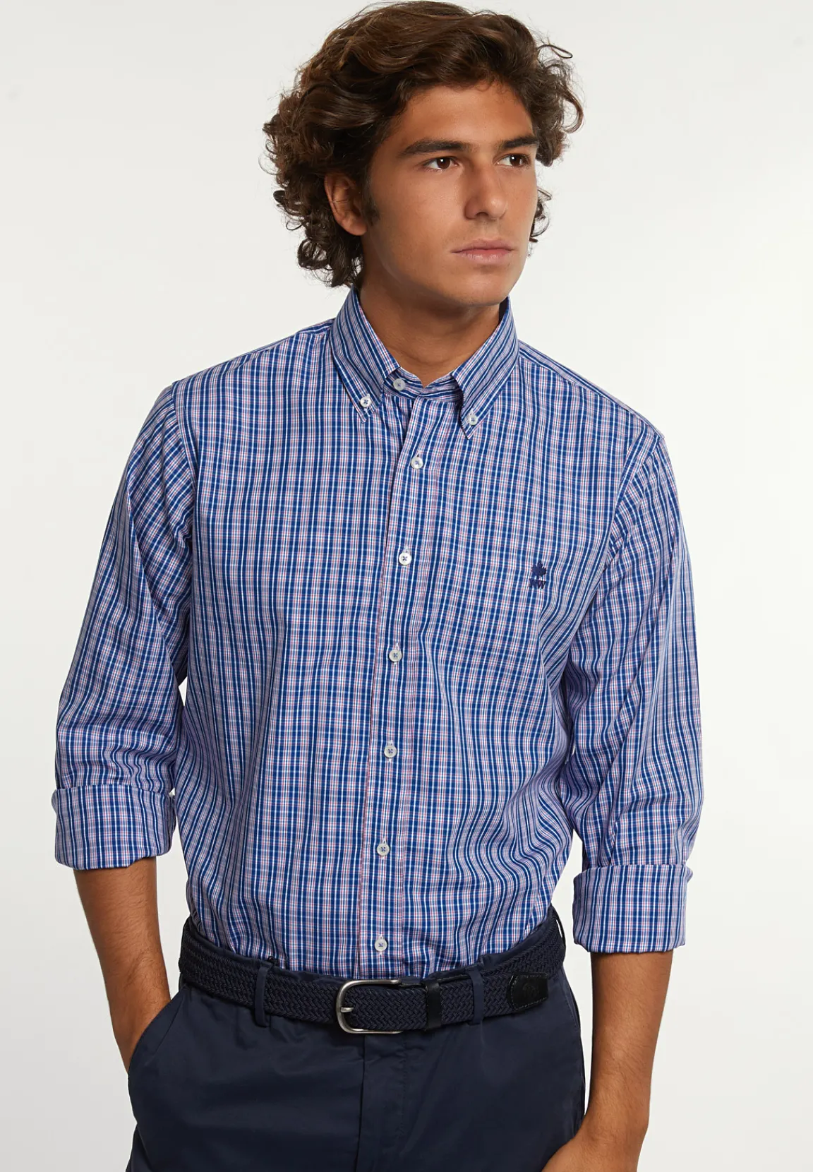 Online River Woods Regular fit katoenen geruit hemd blauw/rood -