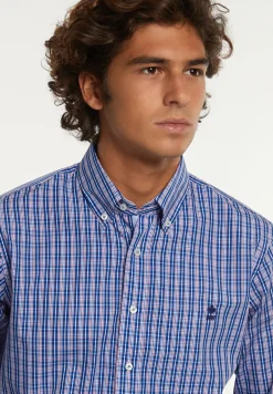 Online River Woods Regular fit katoenen geruit hemd blauw/rood -