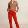 Online River Woods Ribfluwelen broek hoge taille oranje -