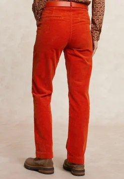 Online River Woods Ribfluwelen broek hoge taille oranje -