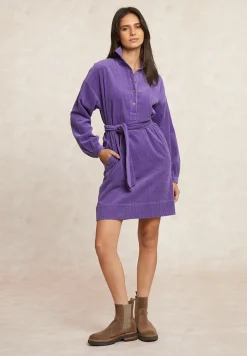 Clearance River Woods Ribfluwelen jurk met knopen paars -