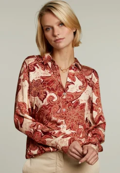 Clearance River Woods Rood/beige fantasie blouse -