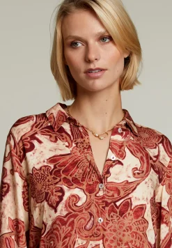 Clearance River Woods Rood/beige fantasie blouse -