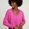 Best River Woods Roze basic V-hals trui lange mouwen -