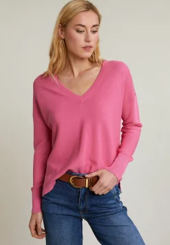 Sale River Woods Roze basic V-hals trui lange mouwen -