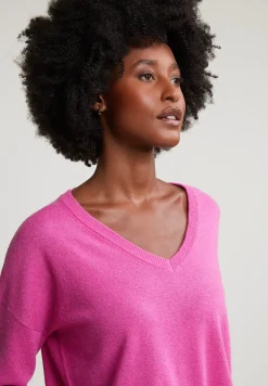 Best River Woods Roze basic V-hals trui lange mouwen -