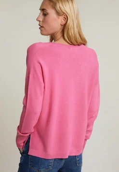 Sale River Woods Roze basic V-hals trui lange mouwen -