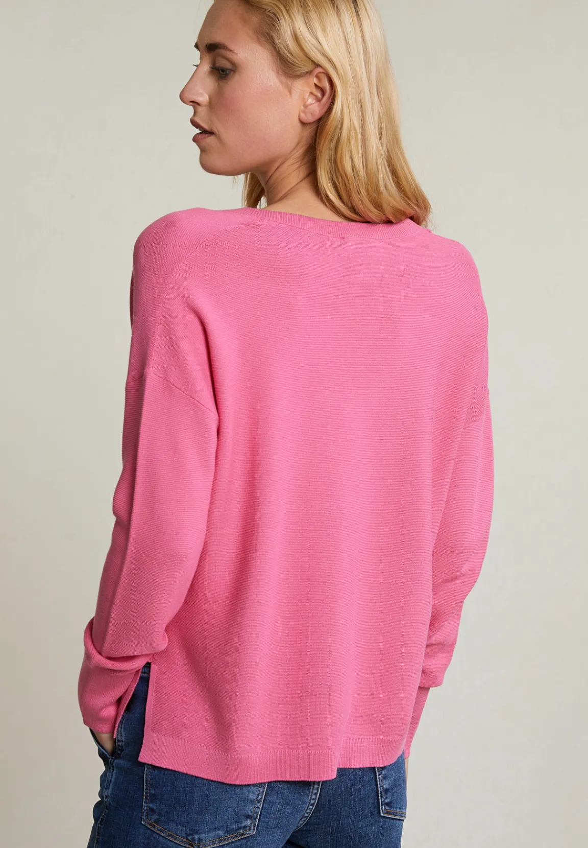 Sale River Woods Roze basic V-hals trui lange mouwen -