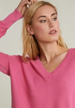 Sale River Woods Roze basic V-hals trui lange mouwen -
