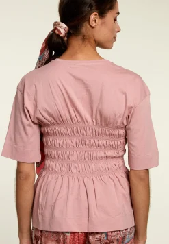Clearance River Woods Roze t-shirt met smock detail -