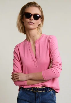 Best River Woods Roze V-hals T-shirt lange mouwen -