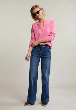 Best River Woods Roze V-hals T-shirt lange mouwen -