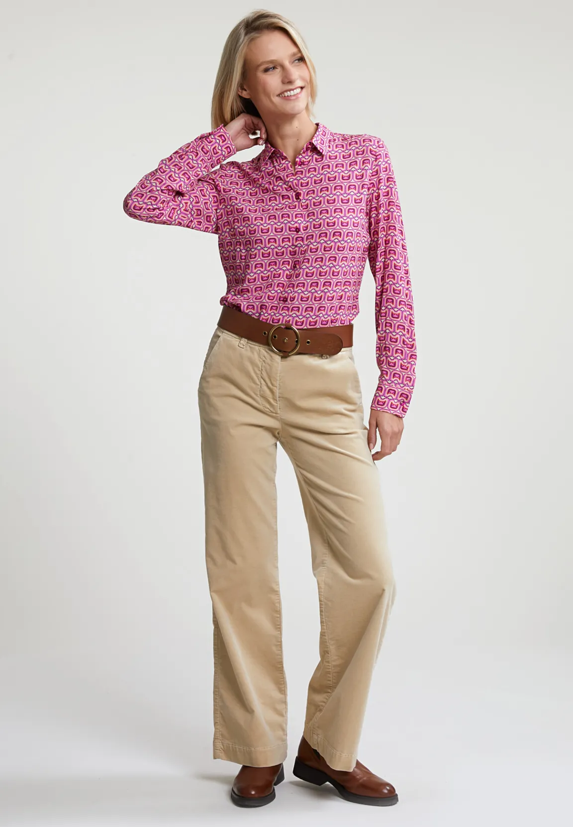 Sale River Woods Roze/beige fantasie blouse lange mouwen -