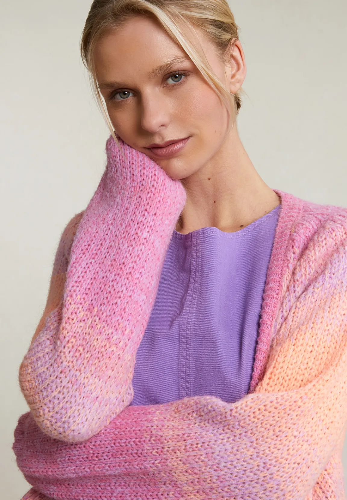 Fashion River Woods Roze/oranje zachte dégradé cardigan -