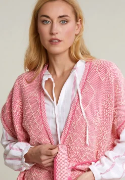 Fashion River Woods Roze/witte mouwloze kimono met riem -