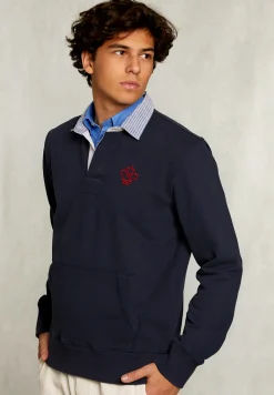 Best River Woods Rugby trui opgestikte zak navy -
