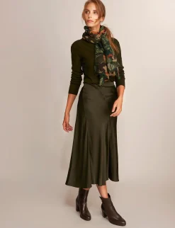 Fashion River Woods Satijnen midirok in groen -