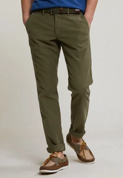 Best River Woods Slim fit basic chinobroek stretch kaki -